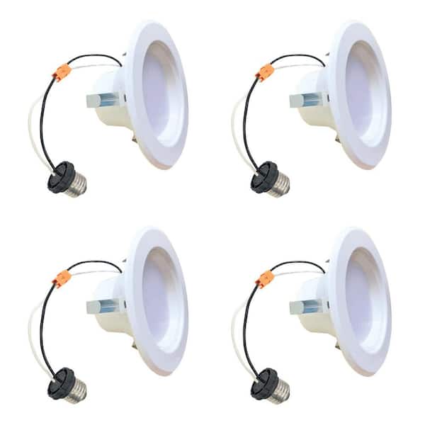 4 in. Adjustable 2700K Integrated LED White Retrofit, 65-Watt Equivalent Dimmable LED Recessed Lighting Kit (4-Pack)