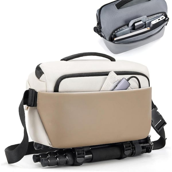 Camera Sling Bag with Tripod Holder Waterproof Crossbody for DSLR/SLR/Mirrorless Beige 1 Piece