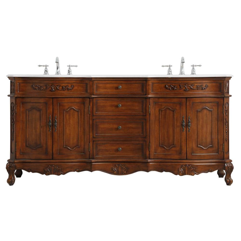 Simply Living 72 in. W x 21 in. D x 36 in. H Bath Vanity in Teak with Ivory