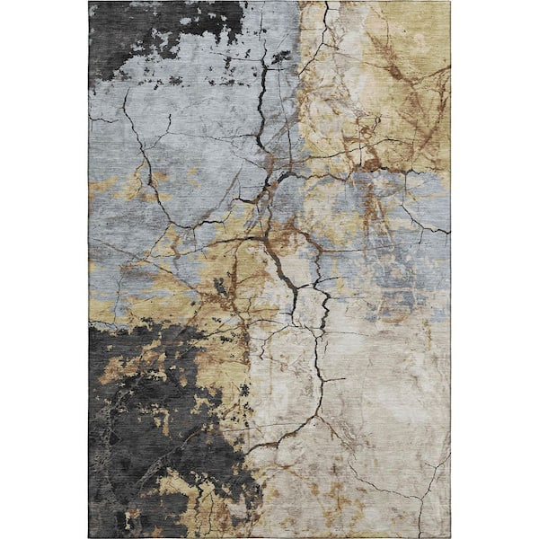 Mayfield Premium Machine Washable Abstract AMF2431 Gray 10 ft. x 14 ft. Area Rug
