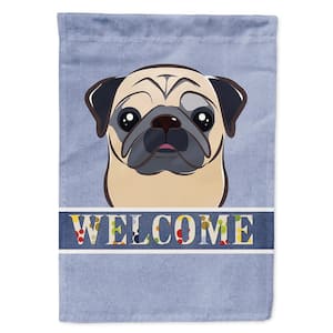 11 in. x 15-1/2 in. Polyester Fawn Pug Welcome 2-Sided 2-Ply Garden Flag