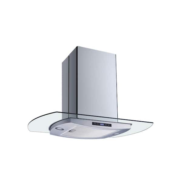 36 in. 500 CFM Convertible Kitchen Island Mount Range Hood in Stainless Steel with Mesh Filter and Touch Control