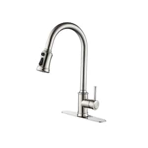 Single Handle Touchless Kitchen Faucet with Pull Down Sprayer in Brushed Nickel