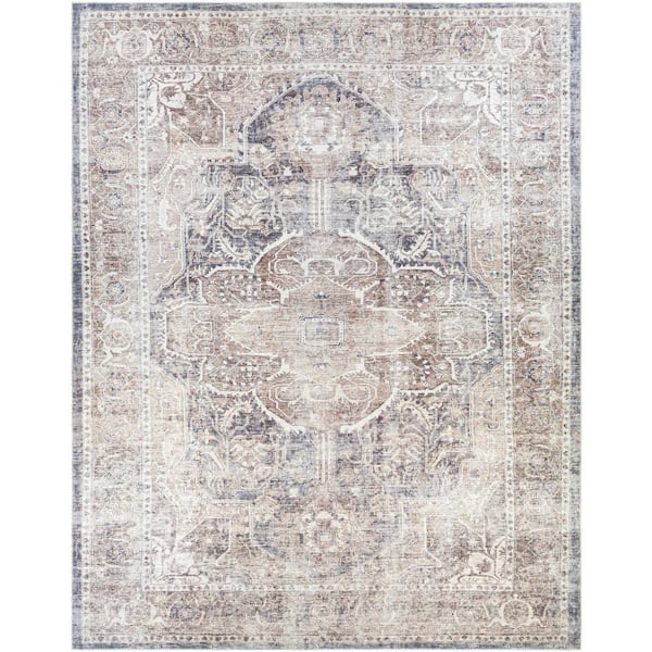 Livabliss Graham Taupe 3 ft. x 8 ft. Indoor Machine-Washable Area Rug