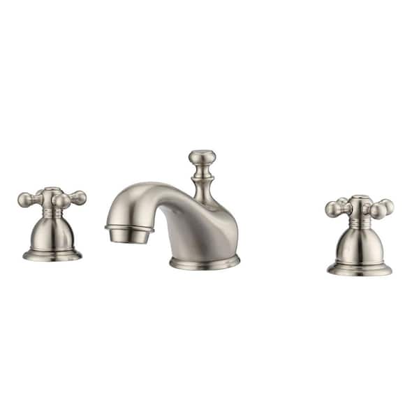 Barclay Products Marsala 8 in. Widespread 2-Handle Metal Cross Bathroom Faucet in Brushed Nickel