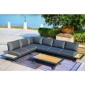 Summer Black 4-Piece Alu Patio Conversation Sofa Set with Black Cushions