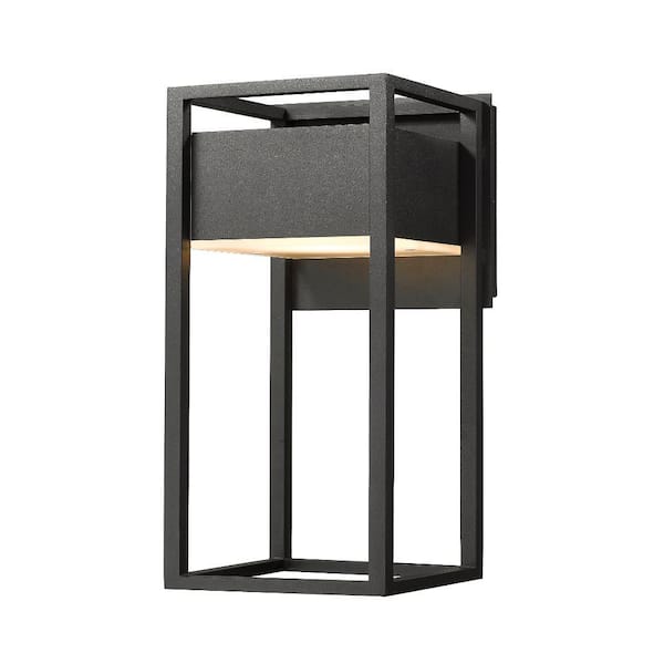 Unbranded Barwick Black 18.25 in Outdoor Hardwired Lantern Wall Sconce with Integrated LED