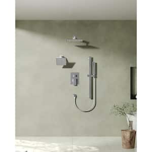 3-Spray Patterns with 2.5 GPM 12 in. Wall Mount Dual Shower Heads in Brushed Nickel
