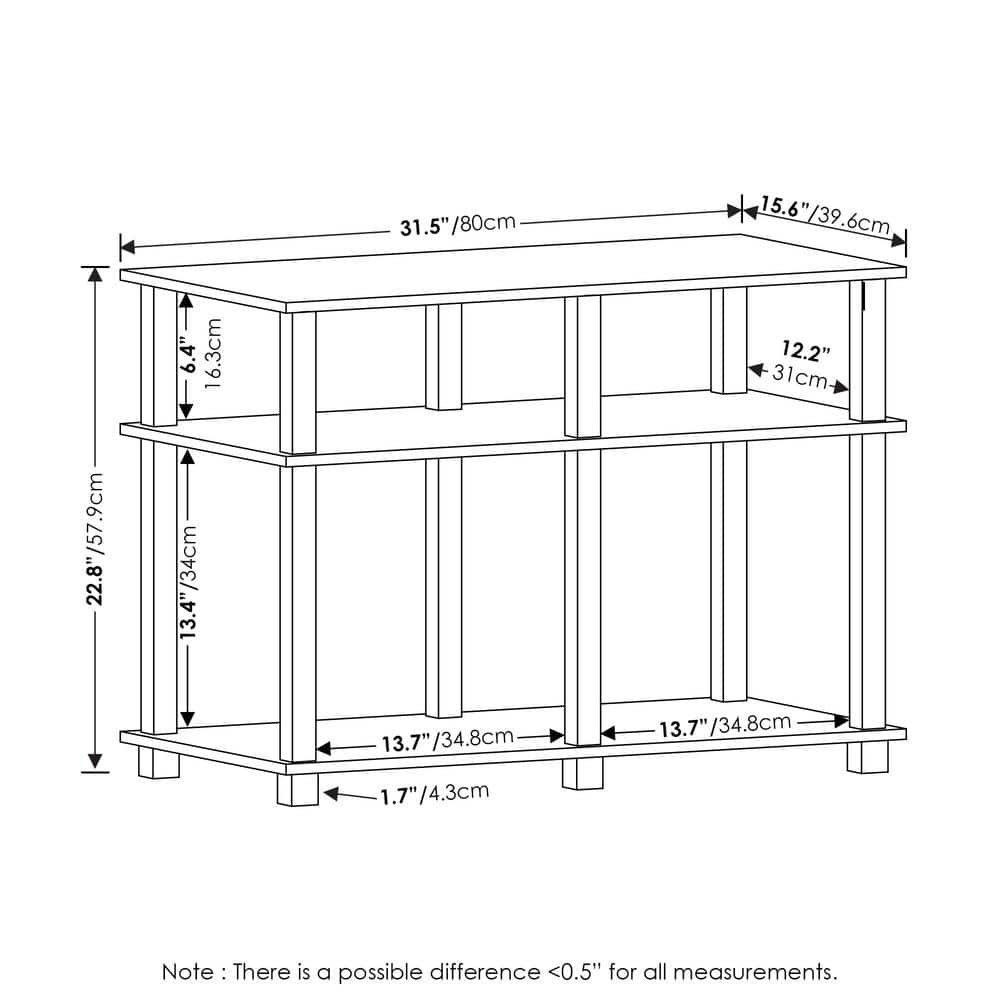 Espresso and Black Composite Wood TV Stand with Open Shelves