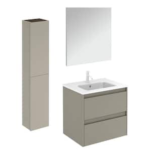 Ambra 23.9 in. W x 18.1 in. D x 22.3 in. H Single Sink Bath Vanity in Matte Sand with White Ceramic Top and Mirror