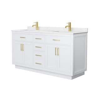 Beckett TK 66 in. W x 22 in. D x 35 in. H Double Bath Vanity in White with Carrara Cultured Marble Top