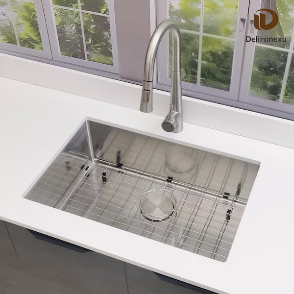 y.yu Delironexu 27 in. x 18 in. Undermount Kitchen Sink, 16 Gauge