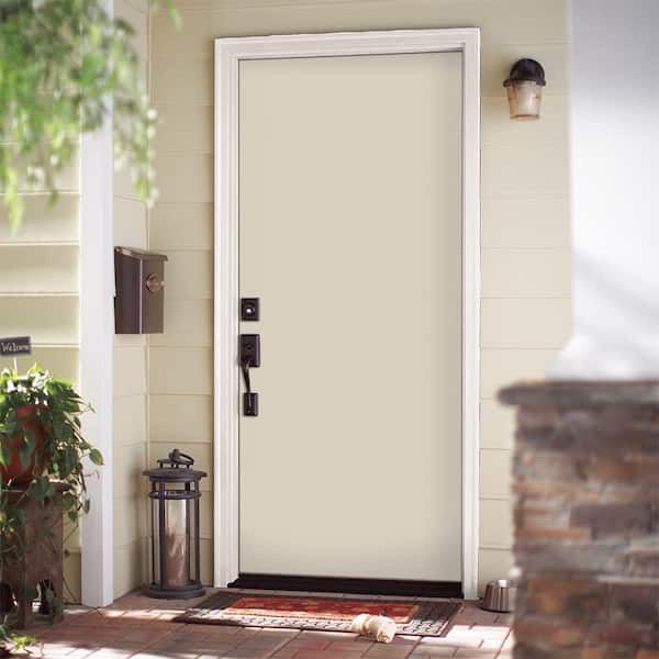 36 in. x 80 in. Flush Right-Hand Inswing Canyon View Painted Steel Prehung Front Exterior Door No Brickmold
