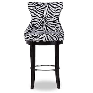 Peace Zebra Printed Fabric Upholstered Bar Stool