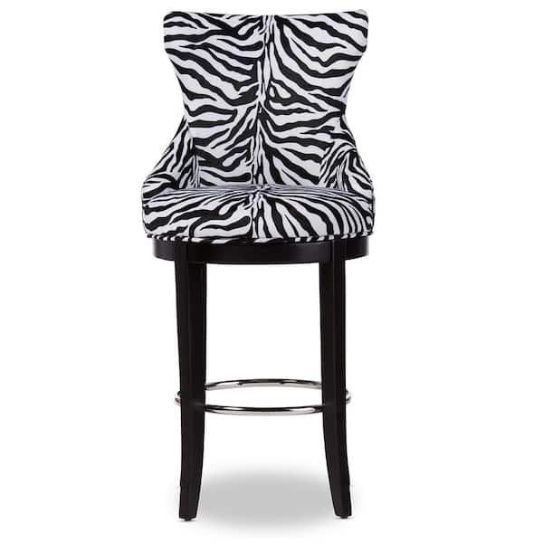 Baxton Studio Peace Zebra Printed Fabric Upholstered Bar Stool