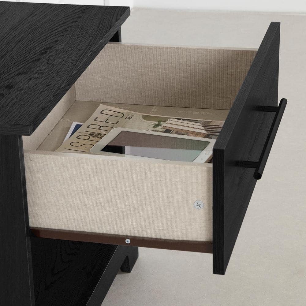 Black Oak 1-Drawer Contemporary Nightstand