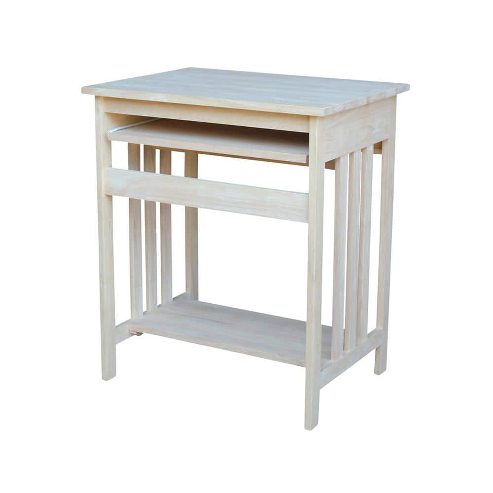 Unfinished Solid Wood Computer Cart with Keyboard Tray