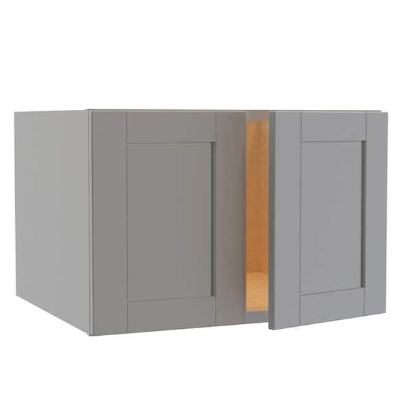 Home Decorators Collection Washington Veiled Gray Plywood Shaker Assembled Wall Kitchen Cabinet Soft Close 27 in. W 24 in. D 18 in. H