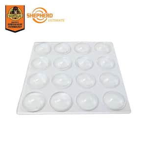 3/8 in. Clear Soft Rubber Like Plastic Self-Adhesive Round Bumpers (16-Pack)