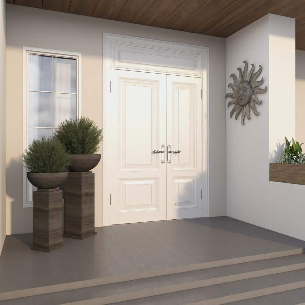 Extra Large Gray Metal Pedestal Planter Set for Indoor/Outdoor Use