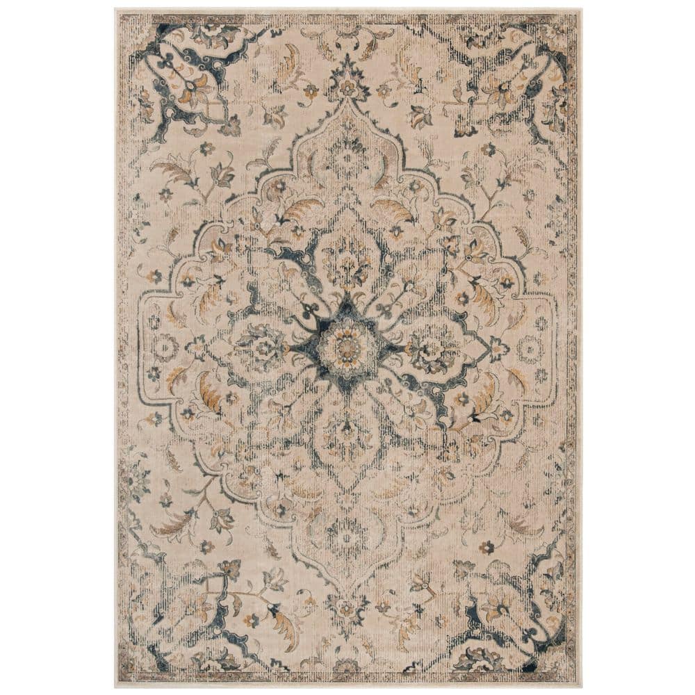 Vintage 3 ft. x 5 ft. Cream/Light Blue Floral Medallion Area Rug price history on PriceWatchPro