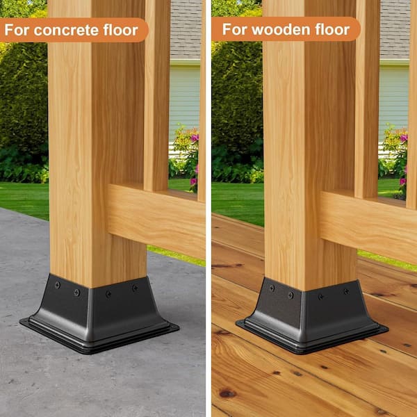 Post Base, 4"x4" Mailbox Base Plate, White Powder-Coated Fence Post Anchor, Q235 Steel Deck - View #9