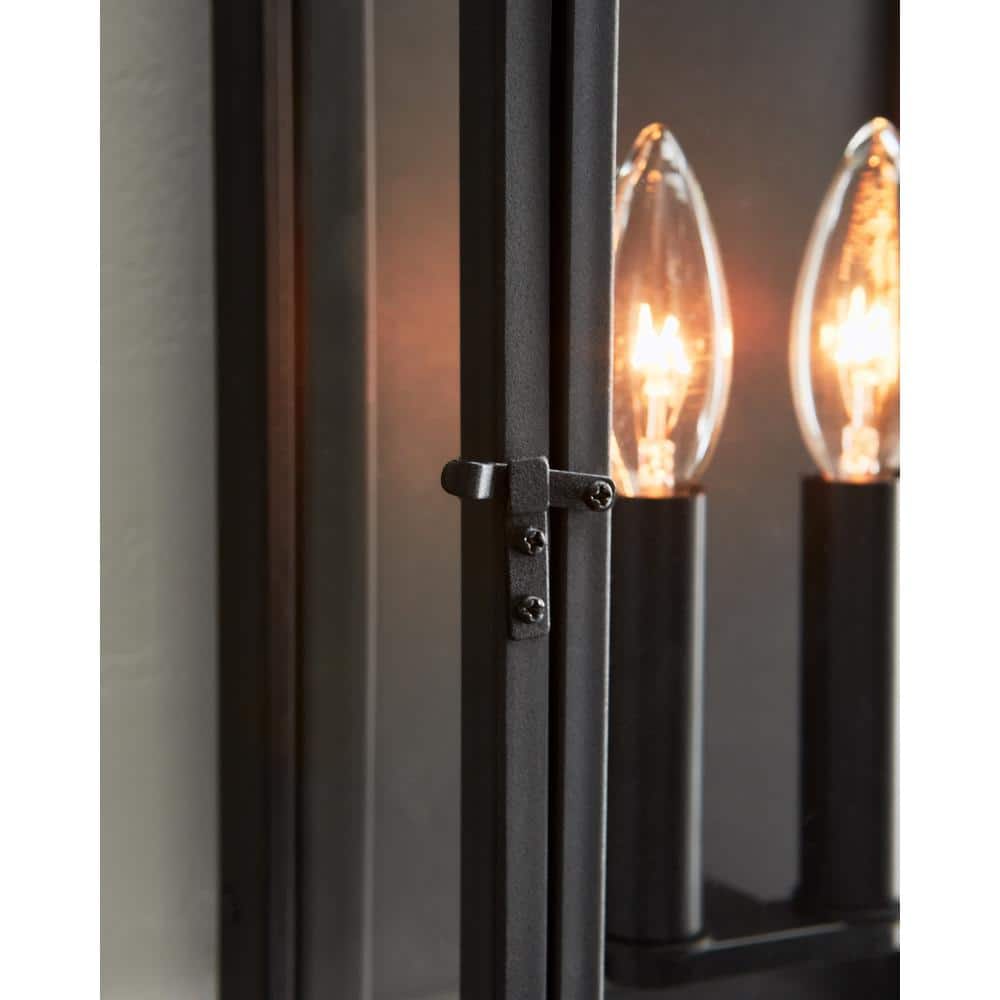 Black Aluminum 2-Light Outdoor Wall Lantern