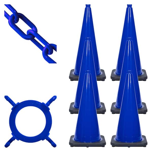 28 in. Blue Traffic Cone and Chain Kit