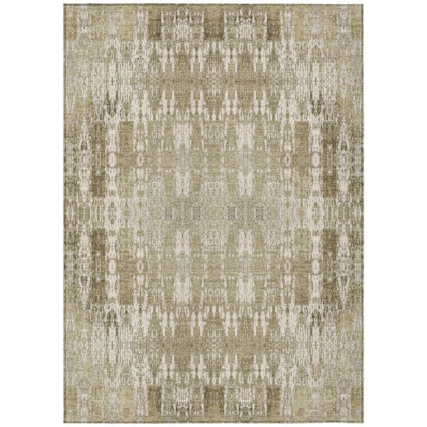 Beige, Ivory, Tan 10 ft. x 14 ft. Woven Moroccan Polyester Rectangle Indoor / Outdoor Area Rug