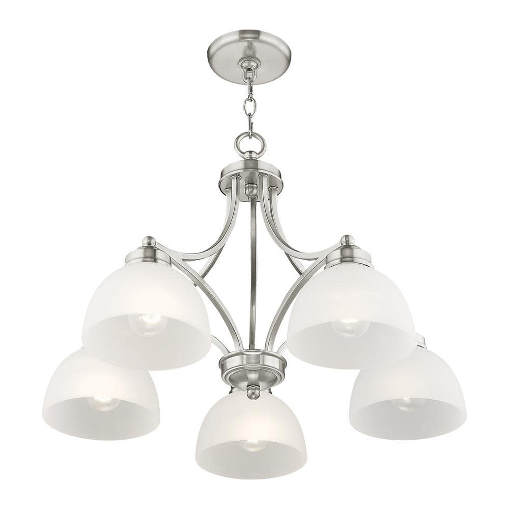Somerset Elegance 5-Light Chandelier in Brushed Nickel with Satin Glass