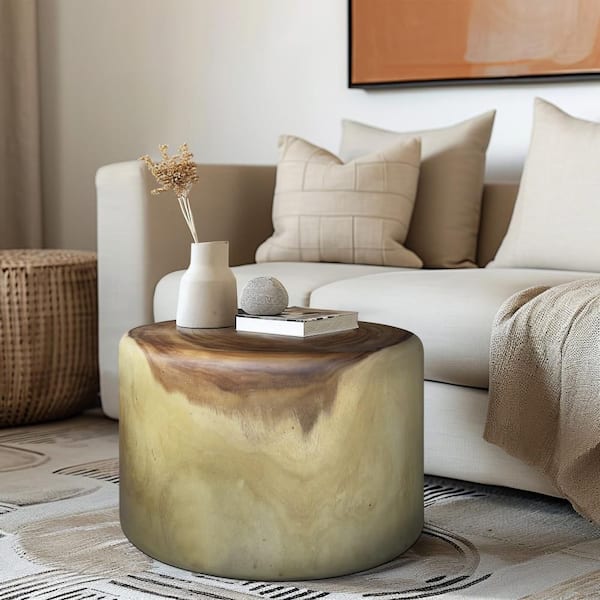 Liv & Skye 25 in. Brown Round Suar Wood Coffee Table