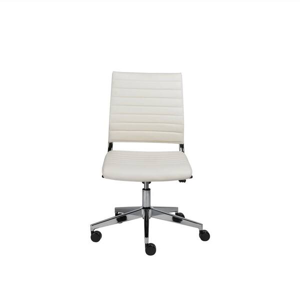 Eurostyle Brooklyn White Armless Low, Armless Leather Desk Chair