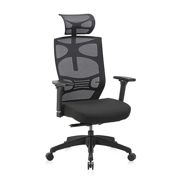 Furniture of America Caius Regular Black Breathable Mesh Ergonomic Office Chair with Adjustable Lumbar