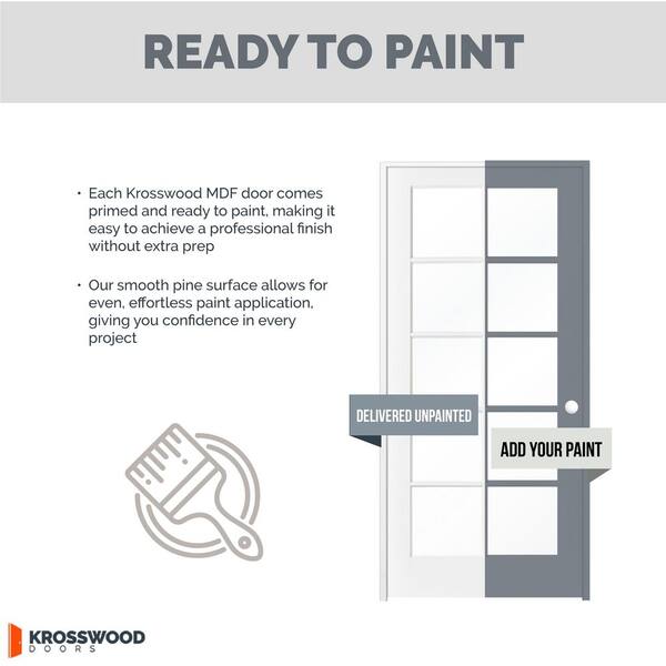 Krosswood Doors 30 in. x 96 in. Shaker 5-Panel Primed Solid Hybrid