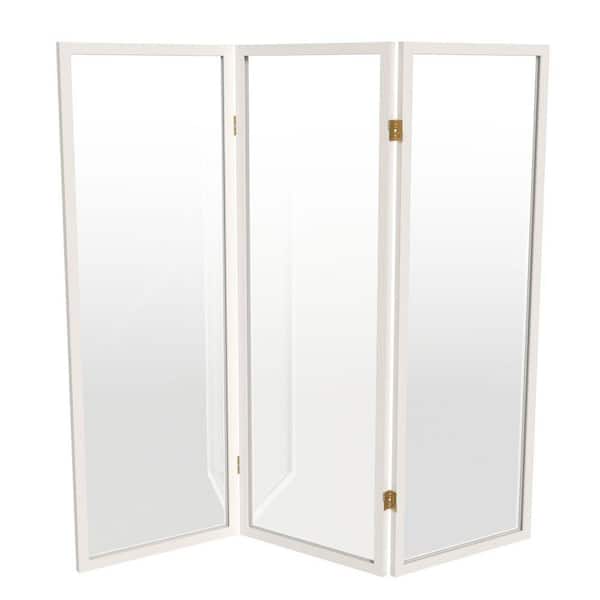 Clear 4 ft. Tall White 3-Panel Room Divider