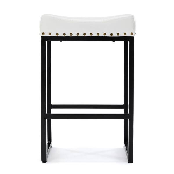 White leather deals backless bar stools