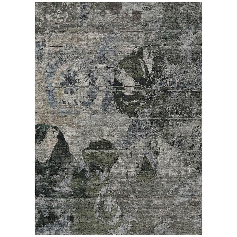 Gray Dark Green and Black 10 ft. x 14 ft. Woven Floral Rectangle Indoor/Outdoor Area Rug price history on PriceWatchPro
