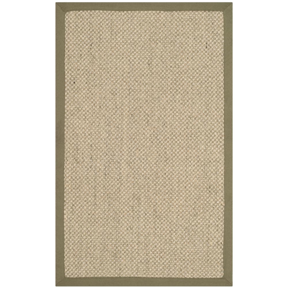 Natural Green Sisal and Jute Area Rug with Cotton Backing
