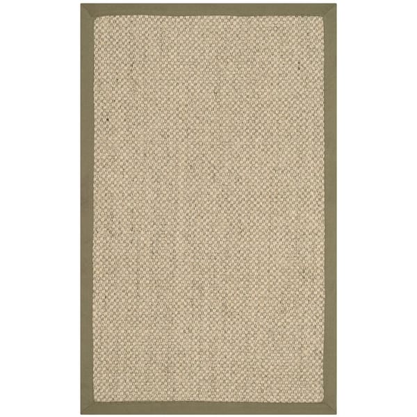 Natural Fiber Beige/Green Doormat 3 ft. x 5 ft. Border Area Rug
