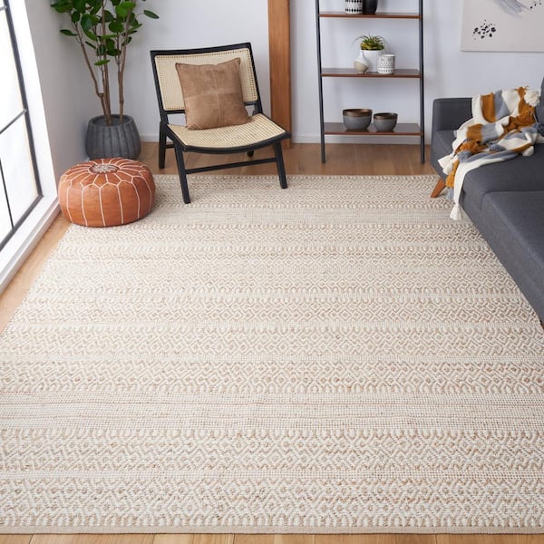 Natural Fiber Beige/Ivory 9 ft. x 12 ft. Diamond Woven Area Rug