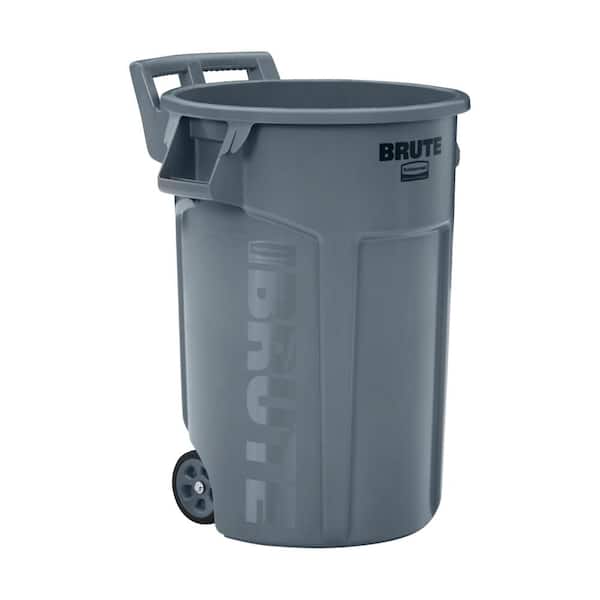 Rubbermaid Commercial Products Brute 44 Gal. Grey Round Vented Wheeled Trash Can