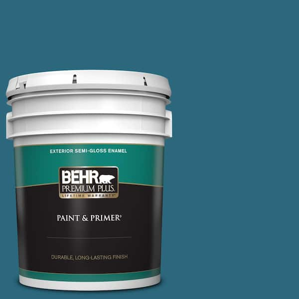 BEHR PREMIUM PLUS 5 gal. #M480-7 Ice Cave Semi-Gloss Enamel Exterior Paint & Primer