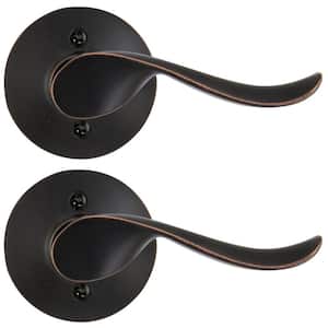 Oil Rubbed Bronze Dummy for Laundry Room Hallway Closet Wave Door Handle Lever Set Left and Right Hand