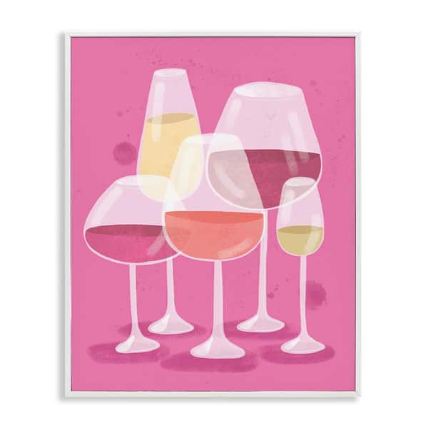 Stupell Industries Varied Wine Glasses by Kristina Hultkrantz White Framed Food Giclee Art Print 14 in. x 11 in.
