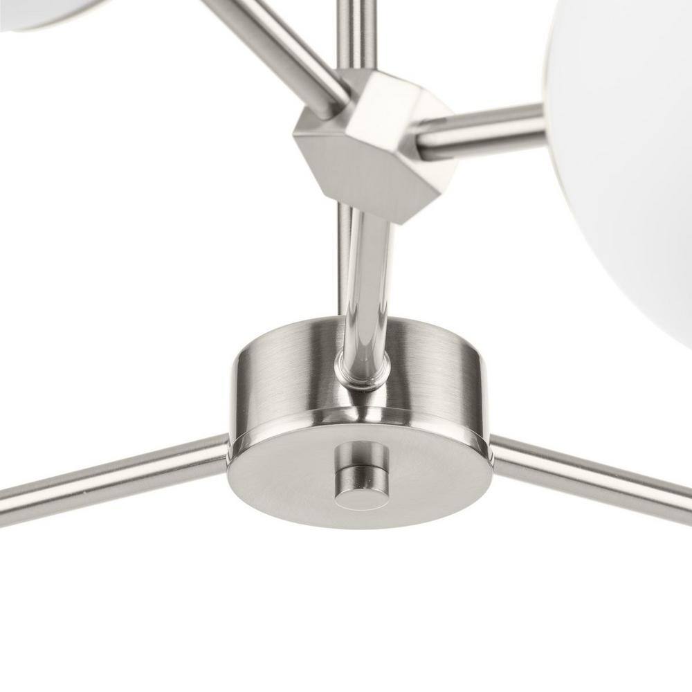 Haas Brushed Nickel 6-Light Chandelier with Opal Glass Globes