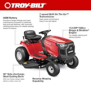 Pony 42 in. 15.5 HP Briggs and Stratton Engine 7-Speed Manual Drive Gas Riding Lawn Tractor (CA Compliant)