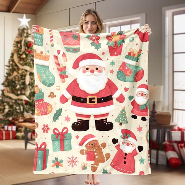 Christmas Blanket Holiday Xmas Gift 60 in. x 80 in. Microfiber Fleece Blanket-IMG 11