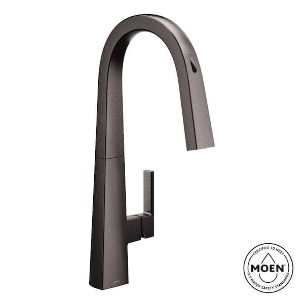 MOEN Nio Single-Handle Smart Touchless Pull Down Sprayer Kitchen Faucet with Voice Control and Power Clean in Black Stainless