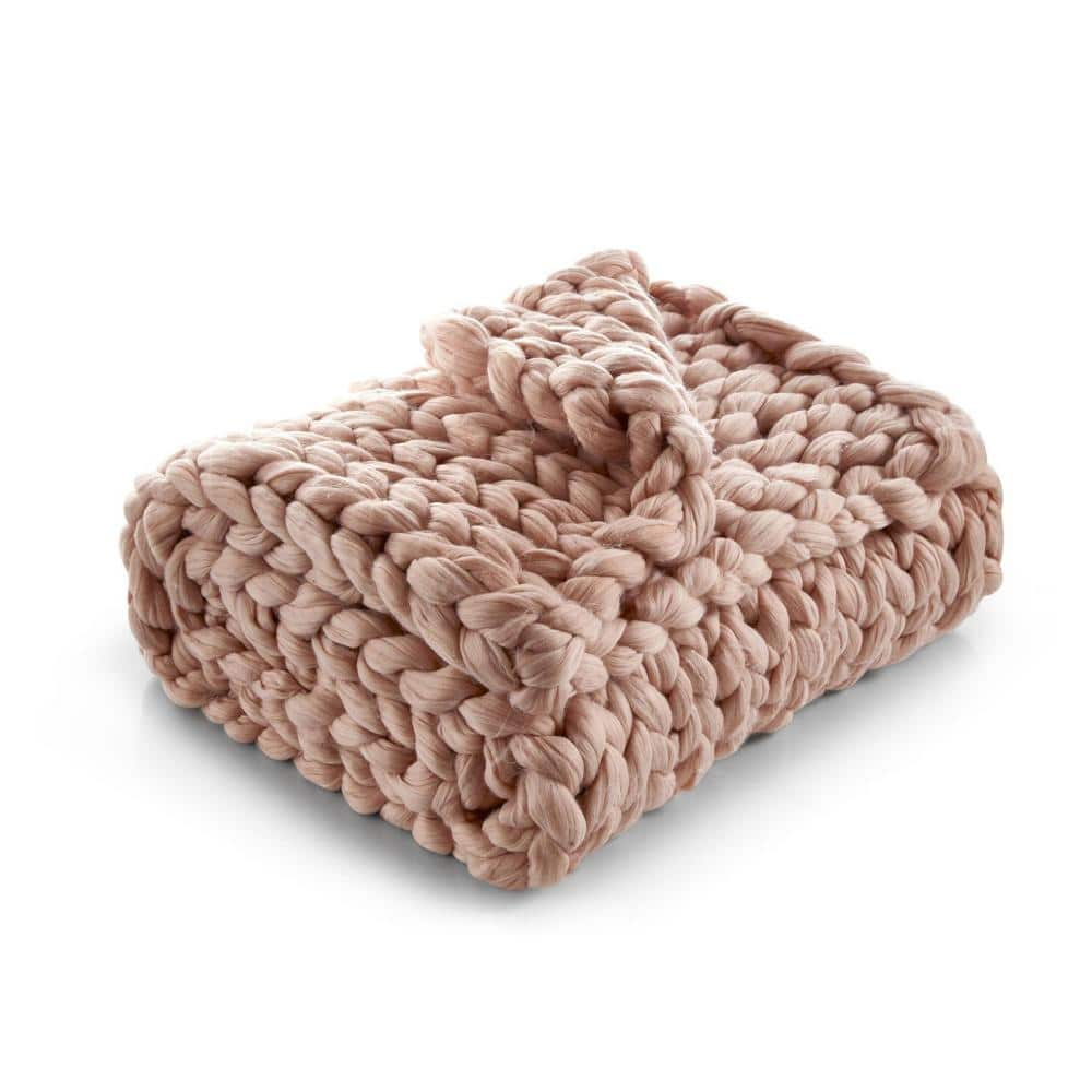 Homeroots Charlie Blush Solid Color Polyester Throw Blanket