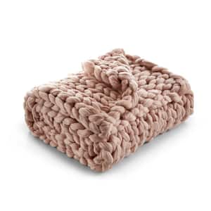 Charlie Blush Solid Color Polyester Throw Blanket